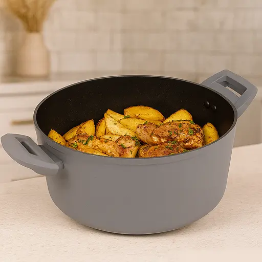 Кастрюля с крышкой литая мрамор "Megastone" с индукционным дном 3.5л - фото 2