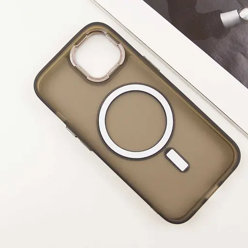 Чехол Epik TPU+PC Lily with MagSafe для Apple iPhone 15, 6.1 Dark Gray - фото 4