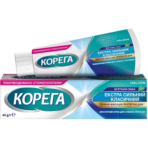 Фиксирующий крем для зубных протезов Corega Экстра Сильный Классический Мятный Вкус 40 г