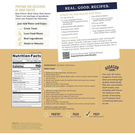 Сублімована чорна квасоля Augason Farms з великим терміном придатності до 30 років 236 порцій - фото 5