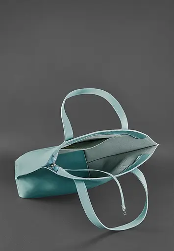 Шкіряна жіноча сумка шоппер D.D. бірюзова - фото 5