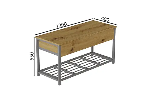 Банкетка з ящиком Ferrum-decor Дрейк 2 550x1200x400 метал Сірий ДСП Дуб Артізан 16 мм (FRD-103085) - фото 4