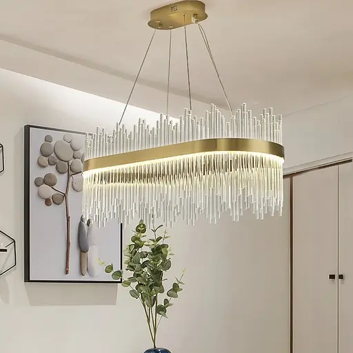 Видовжена підвісна люстра у латунному корпусі 100х40х32 см | Line F | Арт. J881-1000 L AB - фото 1