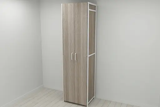 Шкаф Гардероб Уни секция 7 серии Конект Ferrum-decor 220x60x50см Белый металл ДСП Дуб Сонома Трюфель 16 мм (FRD-104570) - фото 2