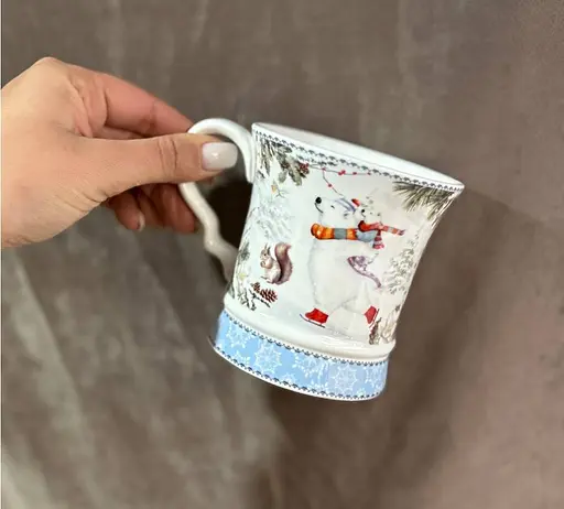 Чайный набор 2 чашки R36247 Зима керамика в подарочной упаковке 280 мл Белая - фото 4