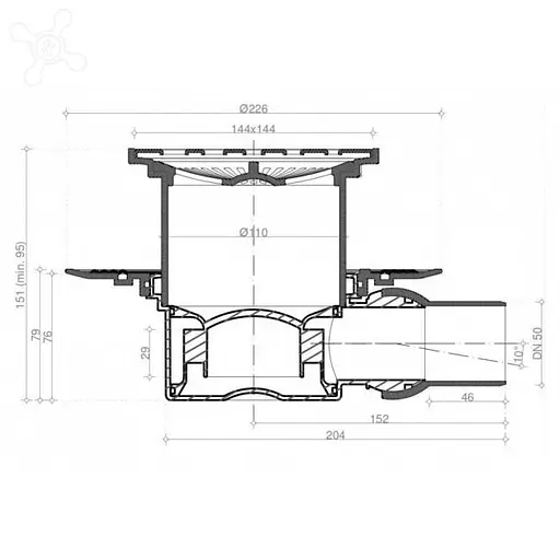 Трап для душу Pestan Confluo Square-1 боковий 15x15 см 30412 - фото 6