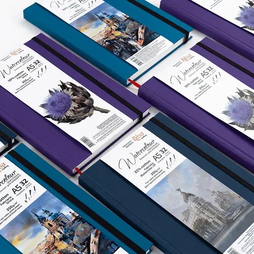 Блокнот для акварели Unica by Fabriano А5 200г/м2 32 л белая бумага Бирюза ROSA Gallery - фото 8