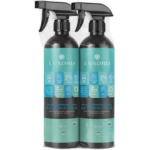 Набір універсальних засобів для миття та чищення Luxord Мультифункціональна активна піна для сантехнічних поверхонь та ванних кімнат 2 шт. х 0.5 л - фото 1