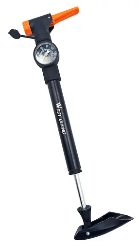 Насос велосипедный West Biking YP0711162 с манометром черно-оранжевый 140 Psi (G0001536)