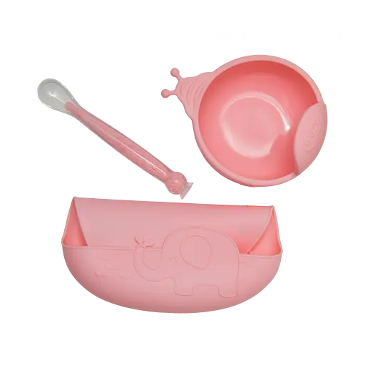 Уцінка. Набір силіконового посуду KinderenOK Happy Meal, рожевий (250220) - фото 2