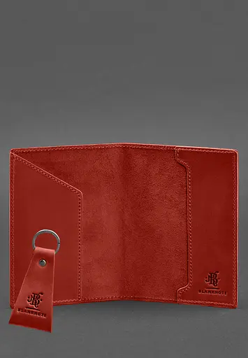 Подарочный набор кожаных аксессуаров с украинской символикой коралл. - фото 4