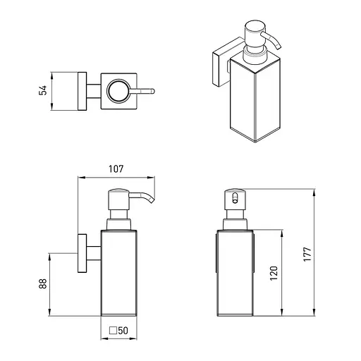 Дозатор для рідкого мила Volle Cuadro cromo 2536.230201 - фото 2