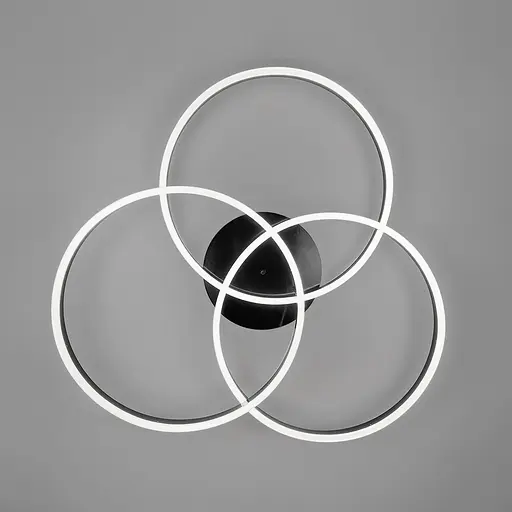 Світлодіодна чорна люстра на 3 кільця 77х80 см з пультом 3 режими світла | Line F | Арт. A55067/3A BR BK - фото 1