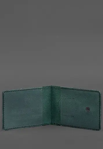 Кожаная обложка для удостоверения участника боевых действий (УБД) с карманом для жетона зеленая - фото 3