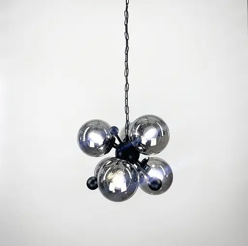 Підвісна люстра у чорному каркасі з графітовими плафонами Line.F 0666/6 BK+GR - фото 4