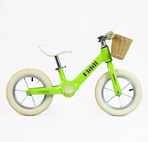Велобег "CORSO KIDDI" магниевая рама, надувные колеса резиновые 12’’, алюминиевые обода, подставка для ног, корзинка - фото 4