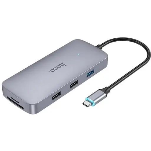Кабель перехідник Hoco HB32 Season Type-C 8 in 1 мulti-function converter сірий