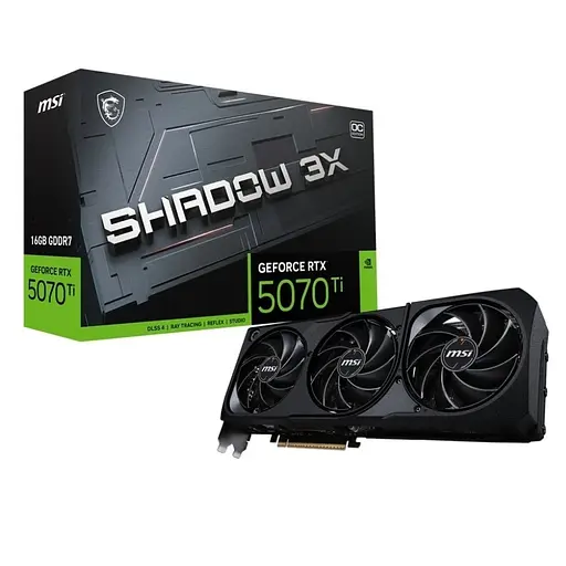 Видеокарта GF RTX 5070 Ti 16GB GDDR7 Shadow 3X OC MSI (GeForce RTX 5070 Ti 16G SHADOW 3X OC) - фото 1