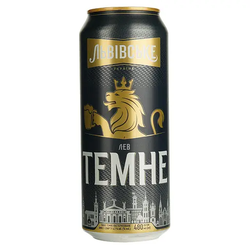 Пиво Львовское Лев темное 4.7% 0.48 л ж/б