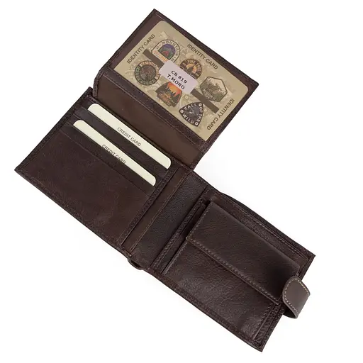 Портмоне чоловіче шкіряне Virginia Conti СВ 819 коричневе з кнопкою - фото 3