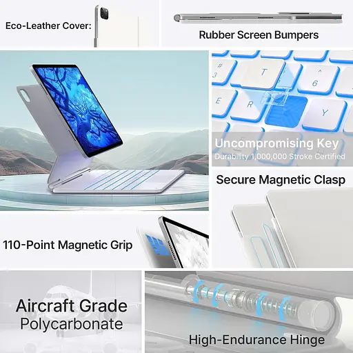 Чохол-клавіатура для iPad Air 13 та iPad Pro 12,9, 6, 5, 4-го, 3-го покоління, Magic Keyboard для iPad Pro 12,9, магнітний чохол - фото 3