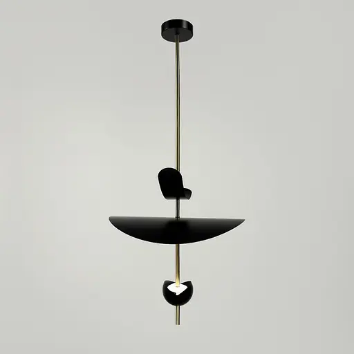 Дизайнерский светильник в черном корпусе с латунной трубкой Ø 40 см | Line F | Ст. MJ09-400 BK - фото 6