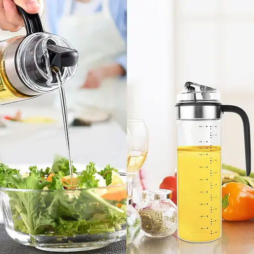 Диспенсер дозатор для масла уксуса соуса стеклянная бутылка с автоматическим открытием 550 мл с ершиком 28 см, Kitchen Master 86066 - фото 9