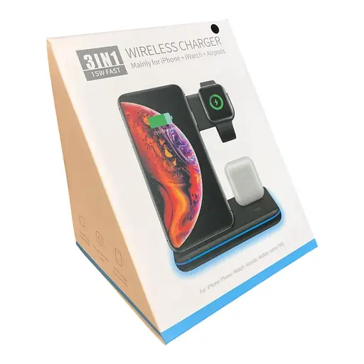 Зарядний пристрій 3 IN1 (iPhone iWatch AirPods) 15 W FAST - фото 1