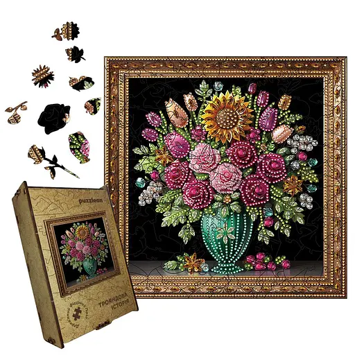 Пазл деревянный Розовая История, А1, 500+ элементов, Картонная коробка