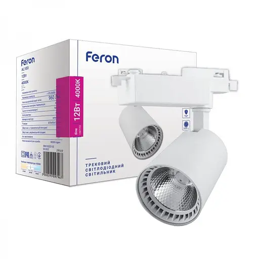 Світлодіодний трековий світильник Feron AL100, 12W 4000K бiлий (29509)