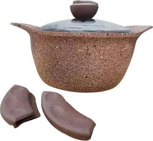 Каструля зі скляною кришкою O.M.S. Collection 3120 з гранітним покриттям 26 см 5.6 л Коричневий (Туреччина) - фото 3