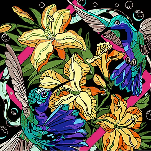 Набор для росписи Колибри в ярких тонах на черном фоне 40х40 см (AV4040-68) - фото 1