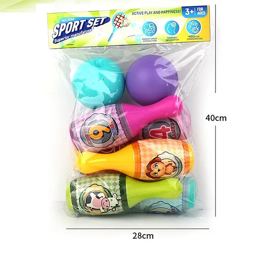 Боулинг 9288 6 кеглей, 2 мячика в пакете 28*40 см (6985030300297) - фото 1