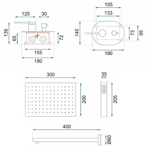 Душова система прихованого монтажу Rea Oval + Box black REA-P8467, Чорний матовий - фото 12