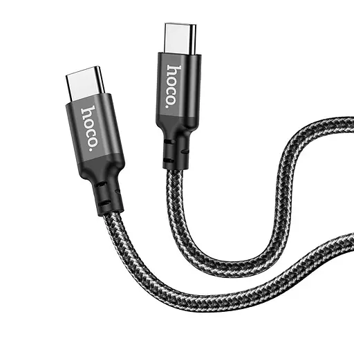 Кабель HOCO X14 Type-C to Type-C 60W, 1m, nylon, aluminum connectors, Black - фото 3