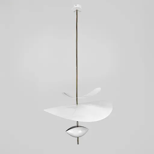 Дизайнерский светильник в белом корпусе с латунной трубкой Ø 60 см | Line F | Ст. MJ09-600 WT - фото 2