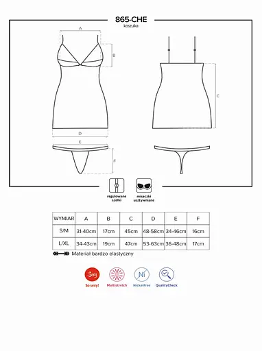 Комплект білизни Obsessive 865-CHE-1 L/XL чорний - фото 7