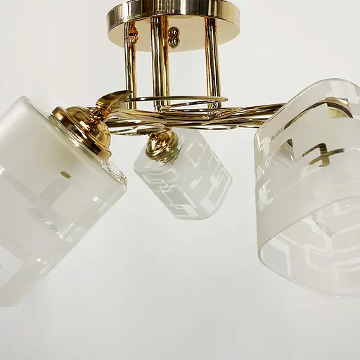 Люстра в золотому корпусі на 5 квадратних плафонів | Line F | Арт. 6671/5 B GD - фото 3