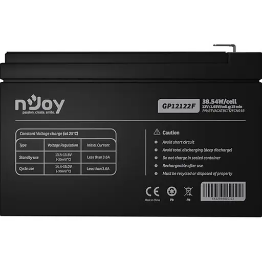 Аккумуляторная батарея для ИБП Njoy AGM 12 V / 12 А*ч (GP12122F) - фото 3