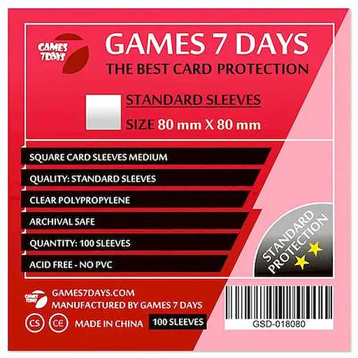 Аксесуар Games 7 Days Протектори для карт Games7Days 80 х 80 мм Square Medium, 100 шт. STANDART (GSD-018080) - фото 1