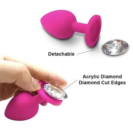 Анальная пробка с кристаллом, розовая маленькая S - фото 2