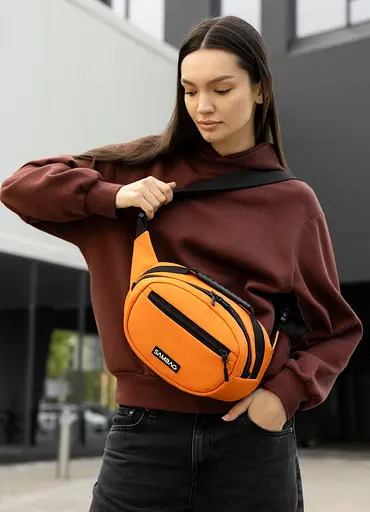 Сумка через плечо женская бананка Sambag Flex оранжевая 30×17×10 см (85351029) - фото 1
