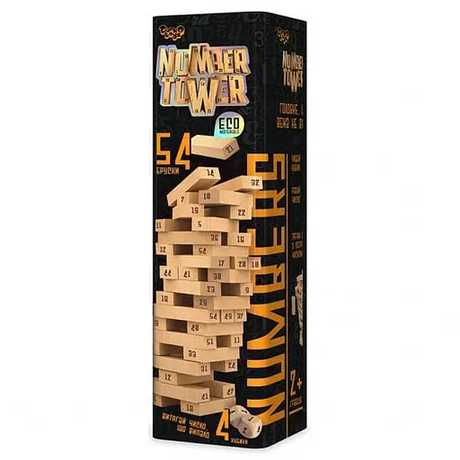 Настольная деревянная игра Danko Toys Дженга Number Tower
