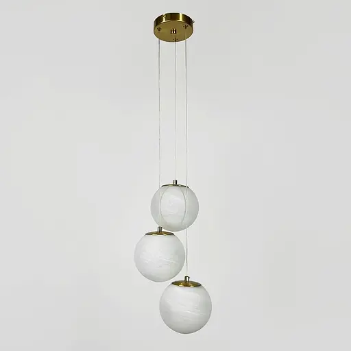 Люстра-пучок на 3 мармурових плафона | Line F | Арт. MJ141/3 AB+WT - фото 6