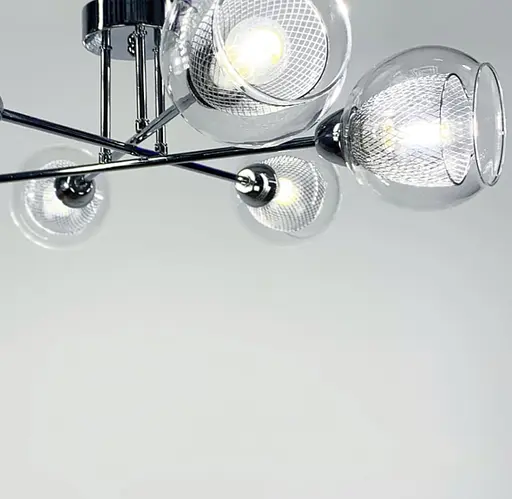 Cвітильник в корпусі метал кольору хром з подвійним плафоном | Арт. 1718/6 CH+CL | Line F - фото 4