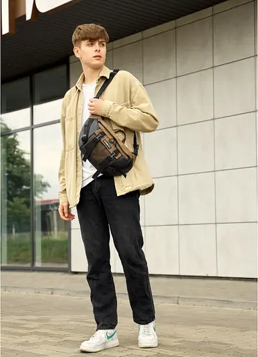 Велика чоловіча поясна сумка бананка для планшета Sambag 38х21 см sum0027305 - фото 3