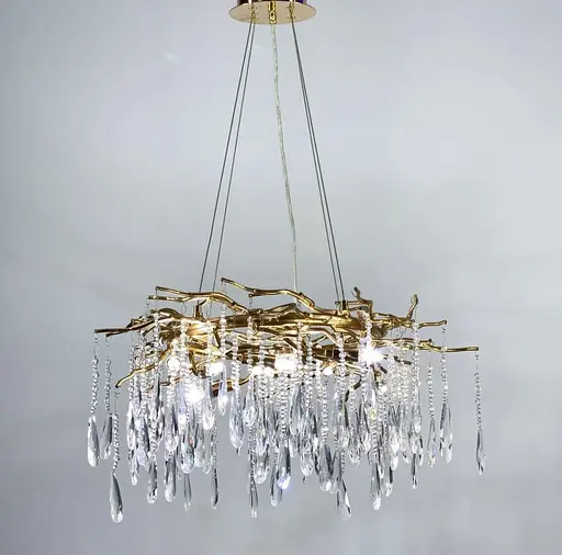 Люстра в золотистом корпусе с подвесными хрустальными элементами Ст. MD 6006 GD | Line F - фото 8
