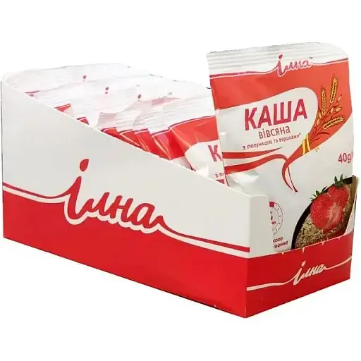 Каша швидкого приготування Ілна вівсяна з полуницею та вершками 800 г (20 шт. х 40 г) - фото 1