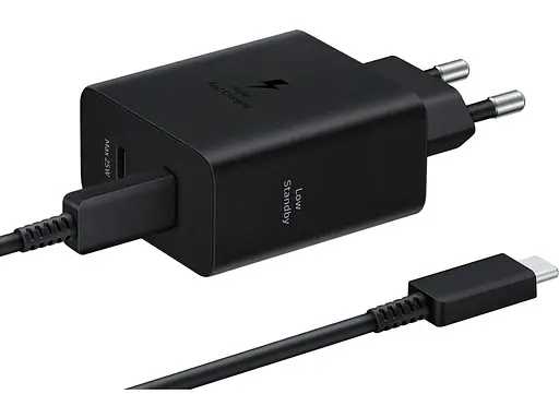 Зарядний пристрій Samsung 50Вт 2xUSB-С, кабель USB-C USB-C, 1.8м, чорний (EP-T5020XBEGEU) - фото 4