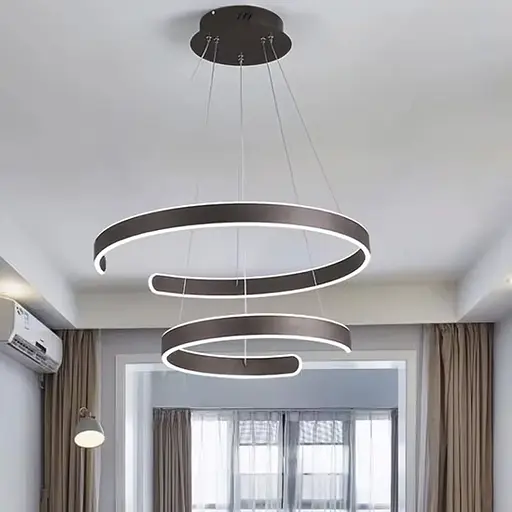 Подвесная люстра в черном двухъярусном корпусе 40+60 см Line F | Ст. 311C-600+400 BK - фото 1